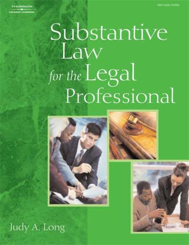 Substantive Law for the Legal Professional   2008 9781418018375 Front Cover
