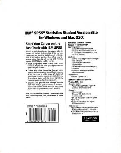 IBMï¿½ SPSSï¿½ Statistics Student Version 18. 0 for Windows and Mac OS X   2011 9780321675378 Front Cover