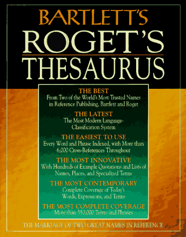 Bartlett's Roget's Thesaurus  N/A 9780316101387 Front Cover