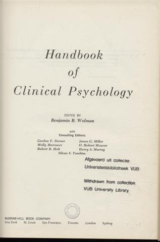 Handbook of Clinical Psychology N/A 9780070715394 Front Cover