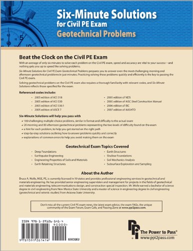Six-Minute Solutions for Civil PE Exam Geotechnical Problems  2nd 2008 9781591261414 Front Cover