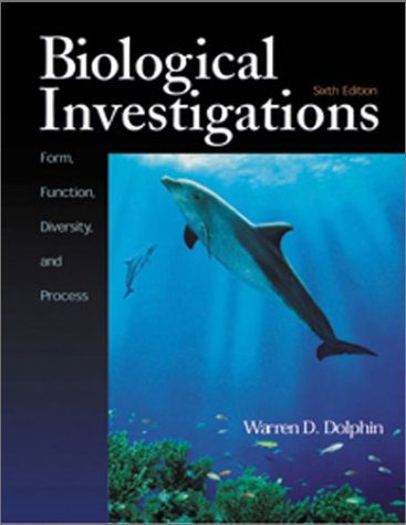 Biological Investigations Form, Function, Diversity and Process 6th 2002 (Lab Manual) 9780073031415 Front Cover