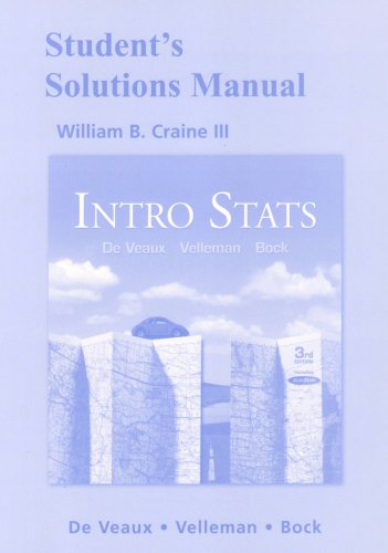 Student Solutions Manual for Intro Stats  3rd 2009 9780321499417 Front Cover