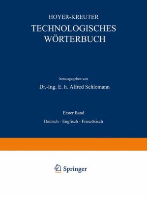 Technologisches Wï¿½rterbuch  6th 1932 9783642985423 Front Cover