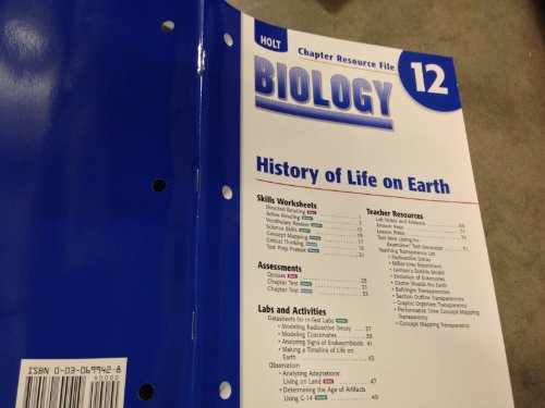 Biology History of Life: Resources for Chapter 12 4th 9780030699429 Front Cover