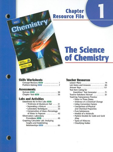 Holt Chemistry Chptr. 1 : The Science of Chemistry 4th 9780030667442 Front Cover