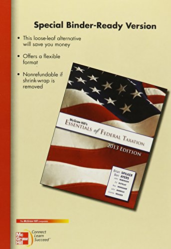 McGraw-Hill's Essentials of Federal Taxation, 2013 Edition:   2012 9780077639457 Front Cover