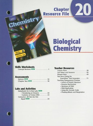 Holt Chemistry Chptr.20 : Biological Chemistry 4th 9780030681462 Front Cover
