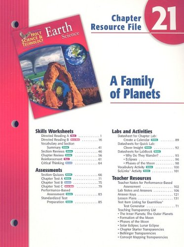 Holt Science and Technology Chapter 21 : Earth Science: The Family of Planets 5th 9780030303463 Front Cover