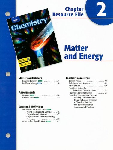 Holt Chemistry Chptr. 2 : Matter and Energy 4th 9780030667466 Front Cover