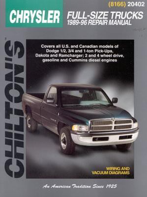 Chrysler Full Size Trucks 1989-96  1999 (Revised) 9780801988479 Front Cover