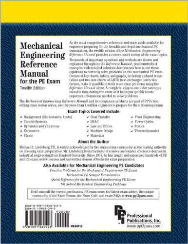 Mechanical Engineering Reference Manual for the PE Exam  12th 2006 9781591260493 Front Cover