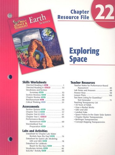 Holt Science and Technology Chapter 22 : Earth Science: Exploring Space 5th 9780030303517 Front Cover