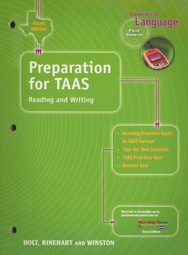 Elements of Language Preparation for TAAS - Grade 7 N/A 9780030642517 Front Cover