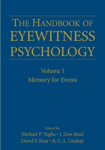 Handbook of Eyewitness Psychology: Volume I Memory for Events  2006 9780805851519 Front Cover
