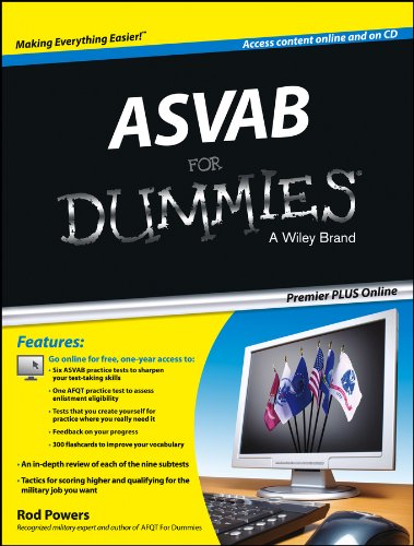 Asvab for Dummies, Premier Plus (With Free Online Practice Tests)   2013 9781118525531 Front Cover
