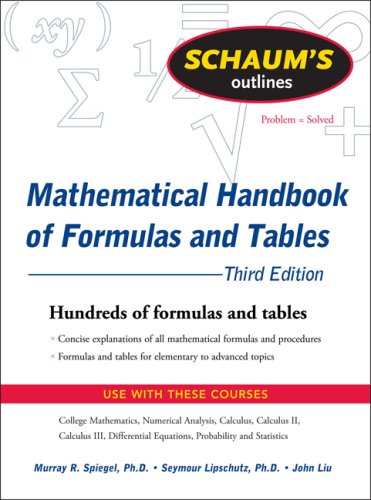 Schaum's Outline of Mathematical Handbook of Formulas and Tables, 3ed  3rd 2008 9780071548557 Front Cover