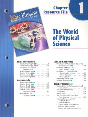 Holt Science and Technology Chapter 1 : Physical Science: The World of Physical Science 5th 9780030303562 Front Cover