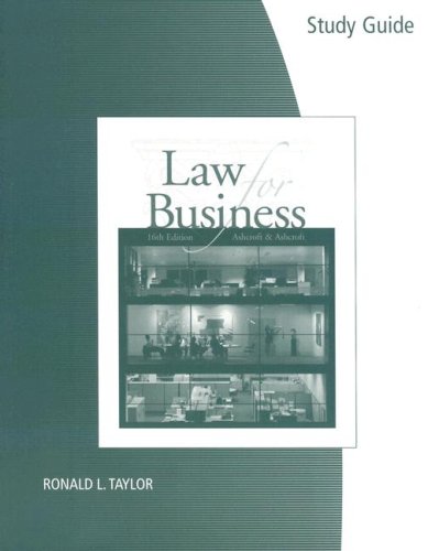 Study Guide/Workbook - Law for Business  16th 2008 9780324381566 Front Cover