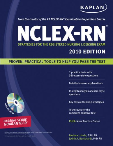 NCLEX-RN Exam 2010 with CD-ROM Strategies for the Registered Nursing Licensing Exam  2009 9781419552571 Front Cover