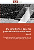Du Conditionnel Dans les Propositions Hypothï¿½tiques en Si  N/A 9786131528576 Front Cover
