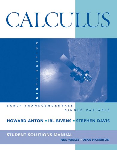 Calculus Early Transcendentals Single Variable 9E Student Solutions Manual  9th 2009 9780470379585 Front Cover