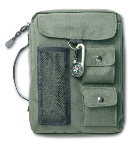 Compass Bible Cover Zippered, with Handle, Nylon, Green, Large  2004 (Limited) 9780310806592 Front Cover
