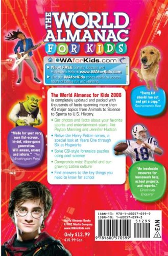World Almanac for Kids 2008  N/A 9781600570599 Front Cover