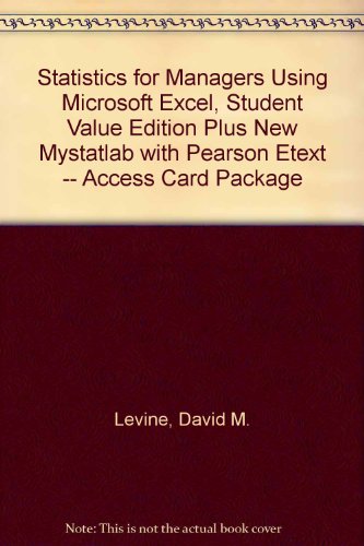 Statistics for Managers Using Microsoft Excel  7th 2014 9780321946607 Front Cover