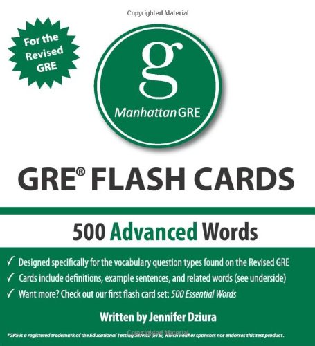 500 Advanced Words, 1st Edition Manhattan GRE Vocabulary Flash Cards N/A 9781935707608 Front Cover