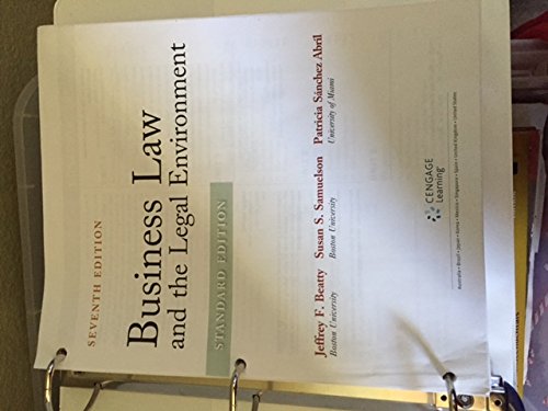 Business Law and the Legal Environment, Standard Edition  7th 2016 9781305633612 Front Cover