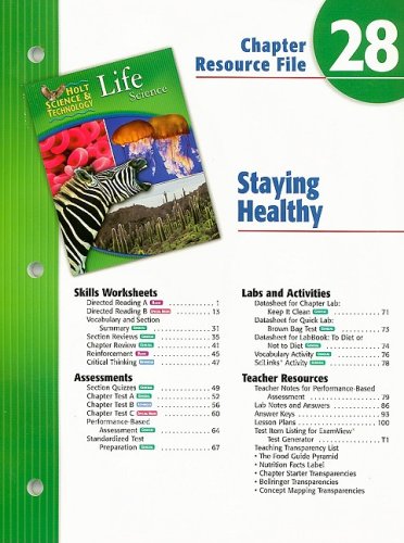 Holt Science and Technology Chapter 28 : Life Science: Staying Healthy 5th 9780030302619 Front Cover