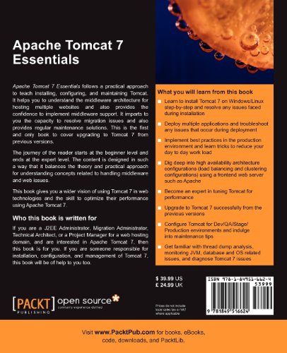 Apache Tomcat 7 Essentials  N/A 9781849516624 Front Cover