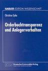 Orderbuchtransparenz Und Anlegerverhalten:   1999 9783824469628 Front Cover