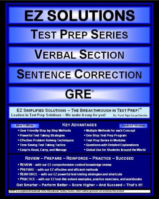 EZ Solutions: Test Prep Series: Verbal Section: Sentence Correction : Gre  2011 9781605629650 Front Cover
