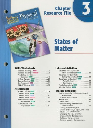 Holt Science and Technology Chapter 3 : Physical Science: States of Matter 5th 9780030303661 Front Cover