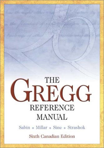 GREGG REFERENCE MANUAL >CANADI 6th 2003 9780070891661 Front Cover
