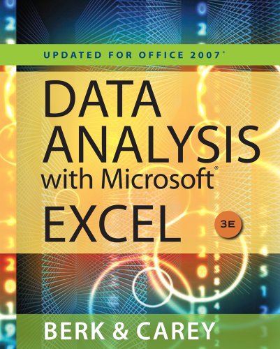 Data Analysis with Microsoftï¿½ Excelï¿½ 2007  3rd 2010 (Revised) 9780538494670 Front Cover