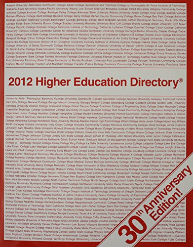 Higher Education Directory 2012 30th 2011 9780914927679 Front Cover
