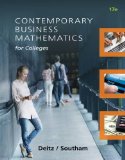 Contemporary Business Mathematics for Colleges:  17th 2015 9781305506688 Front Cover