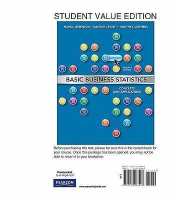 Basic Business Statistics  12th 2012 9780132780711 Front Cover
