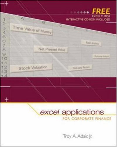 Excel Applications to Accompany Corporate Finance   2005 9780072980721 Front Cover