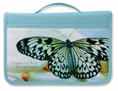 2 Corinthians 5:17 Butterfly Bible Cover for Women Zippered, with Handle, Canvas, Aqua, Large N/A 9780310823735 Front Cover