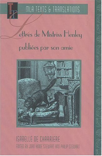 Lettres de Mistriss Henley Publiï¿½es Par Son Amie  N/A 9780873527750 Front Cover