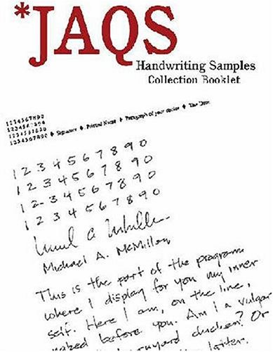 JAQS Handwriting Samples Collection Booklet Companion Guide for Use with the Hand Behind the Word  2005 9780971710764 Front Cover