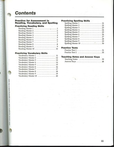 Elements of Writing : Practice Assessment - Reading, Vocabulary, Spelling N/A 9780030511776 Front Cover