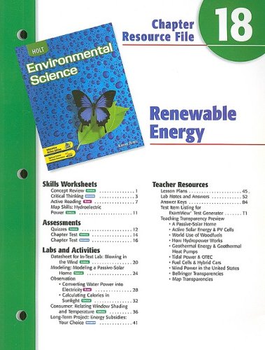 Environmental Science Chptr. 18 : Renewable Energy 4th 9780030680793 Front Cover