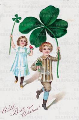Boy Girl 4 Leaf Clovers - Greeting Card  N/A 9781595835802 Front Cover