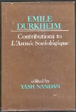Emile Durkheim Contributions to L'Annee Sociologique  1980 9780029079805 Front Cover