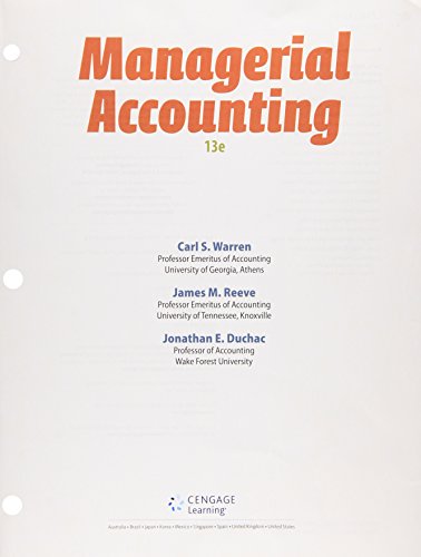 Managerial Accounting:   2015 9781285868813 Front Cover